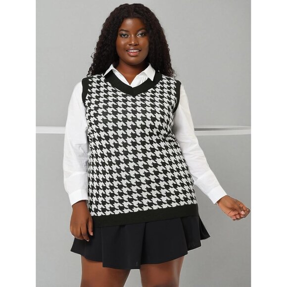 Plus Size Knit Sweater Vest Women V Neck Sleeveless Oversized Pullover - Picture 6 of 6